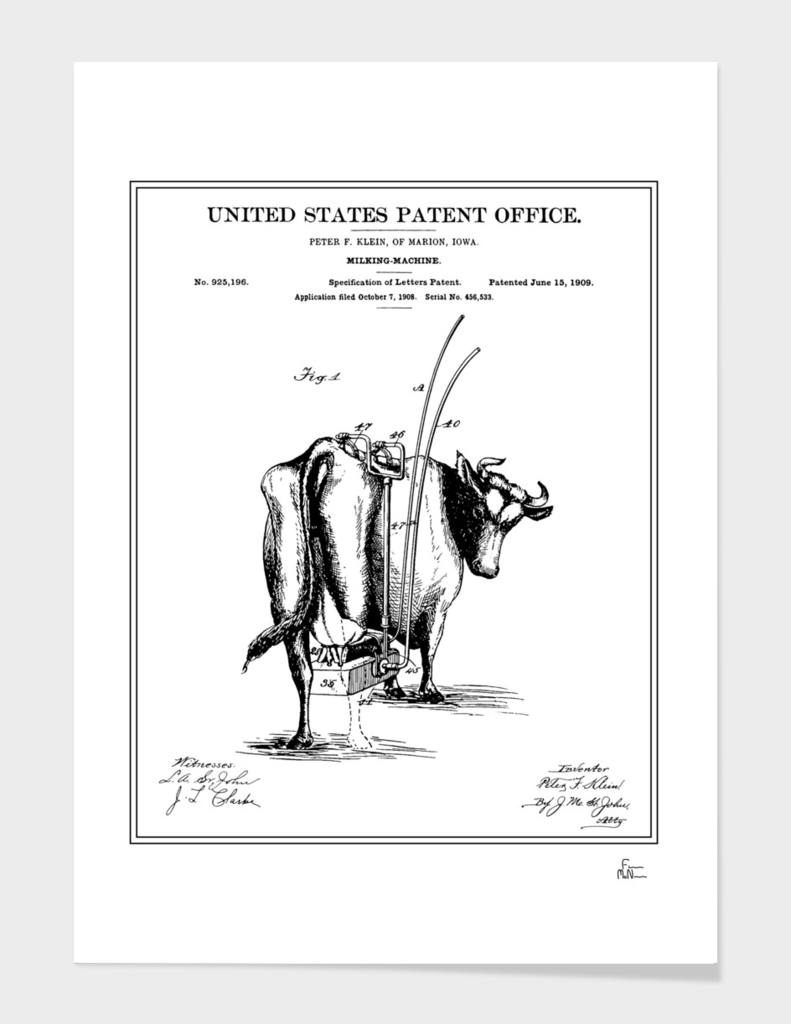 Milking Machine Patent - Black