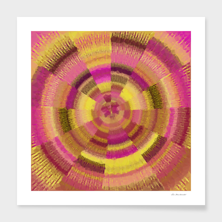 geometric polygon abstract pattern in pink and yellow