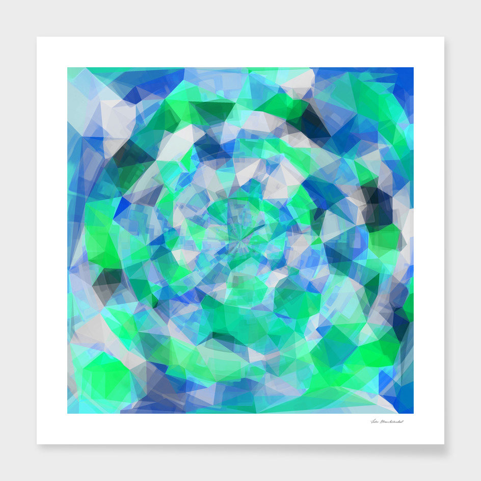 geometric polygon abstract pattern in blue and green