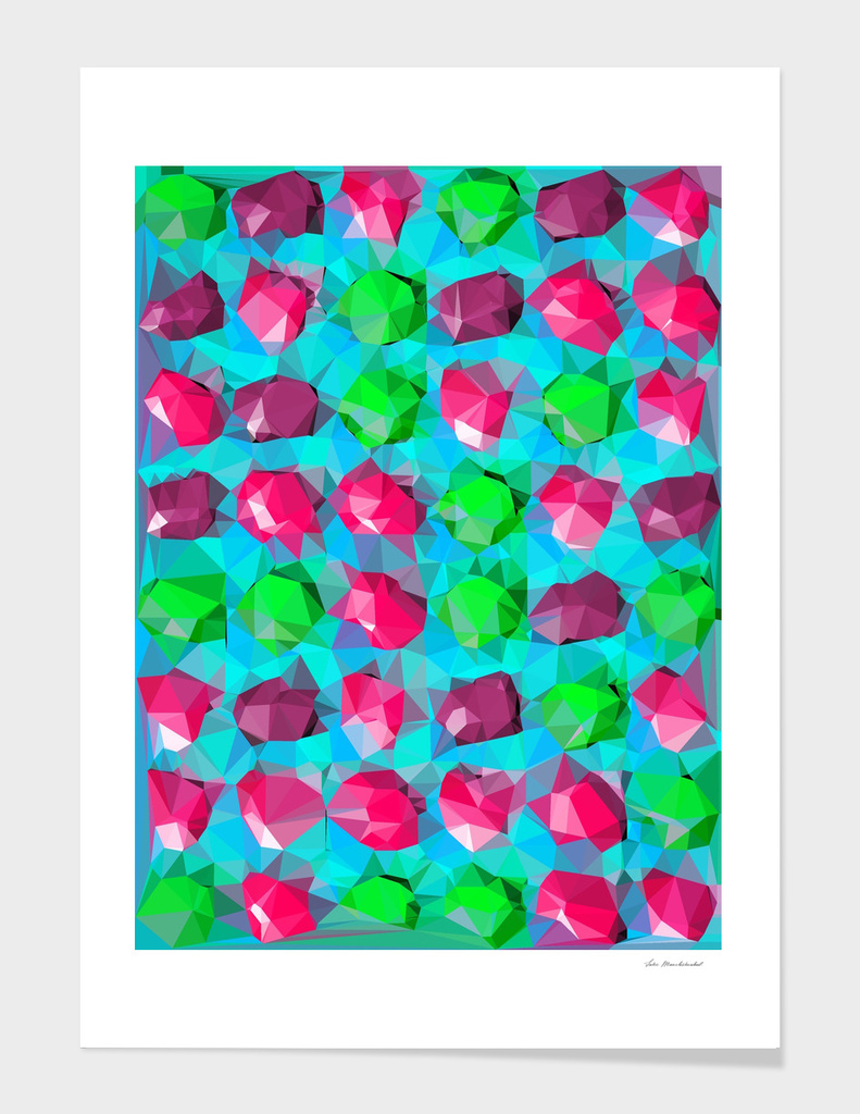 geometric polygon abstract pattern in pink blue green