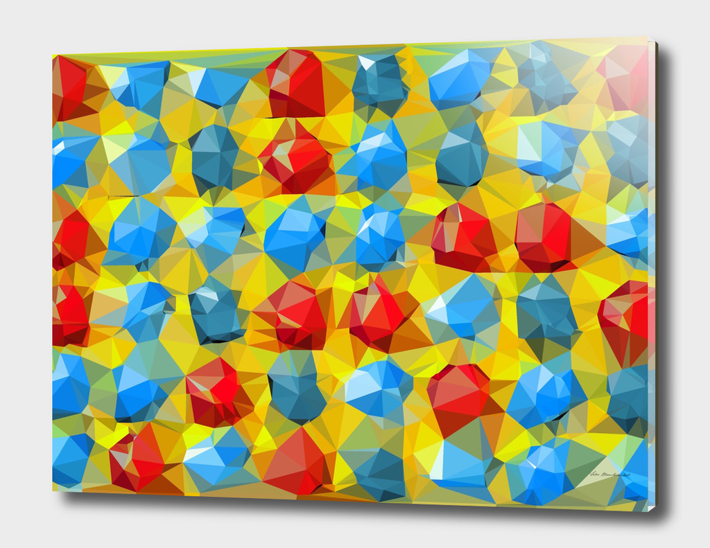 geometric polygon abstract pattern yellow blue red