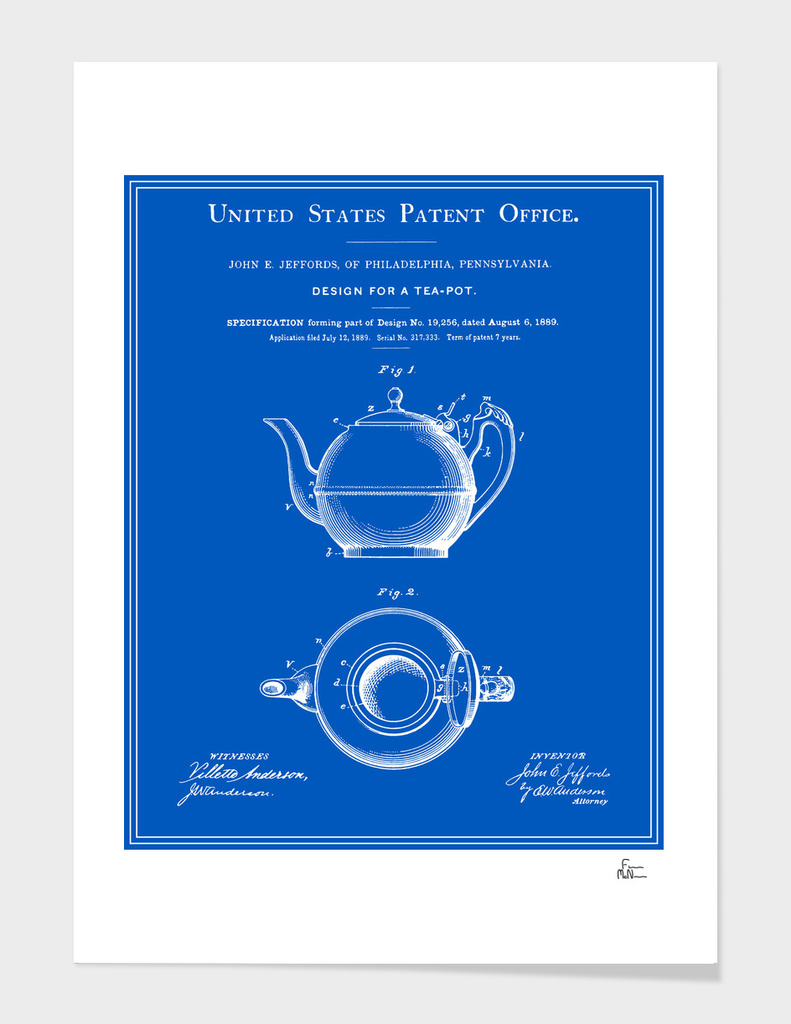 Tea Pot Patent - Blueprint