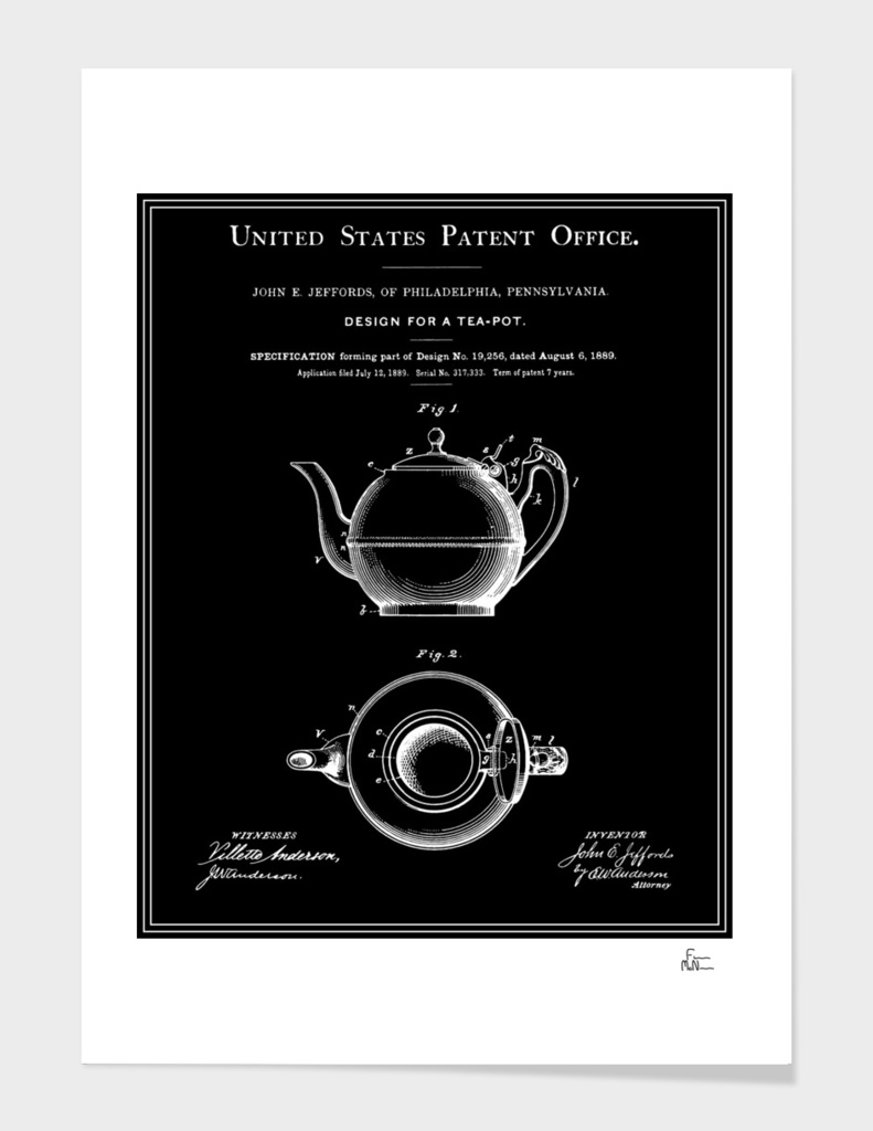 Tea Pot Patent - Black