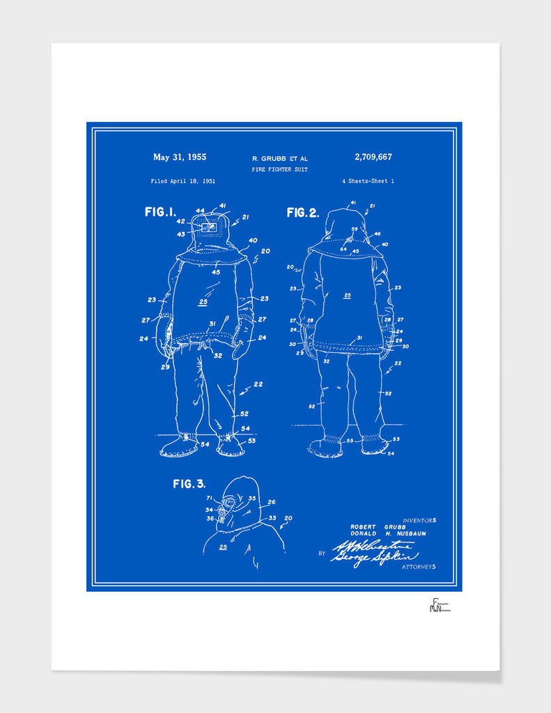 Fire Fighter Suit Patent - Blueprint