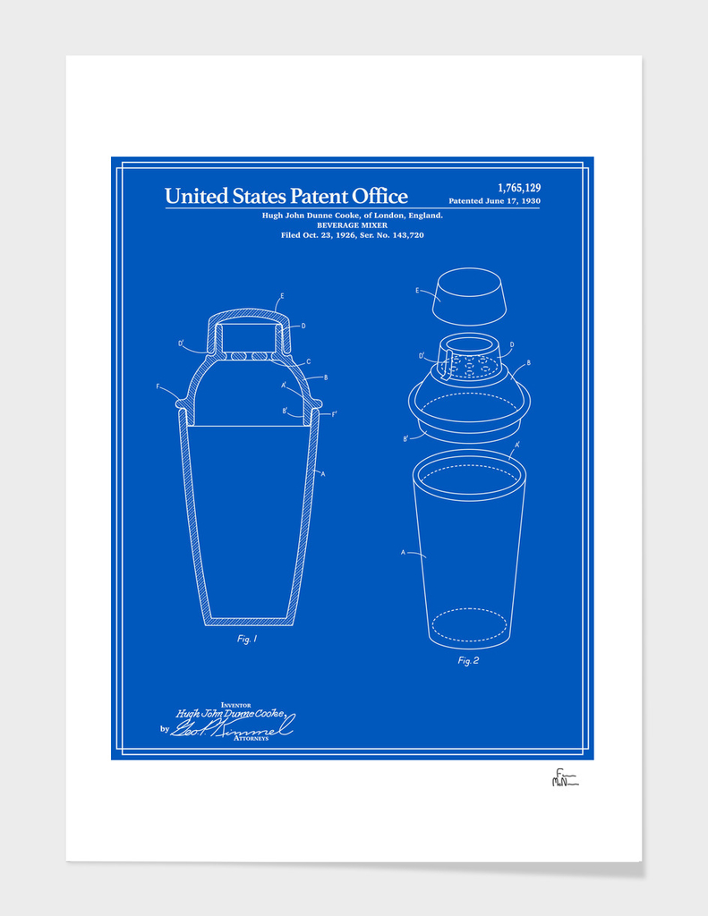 Cocktail Shaker Patent - Blueprint
