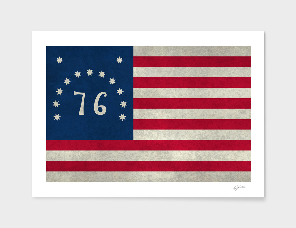 USA Bennington Flag in Vintage Stone texture