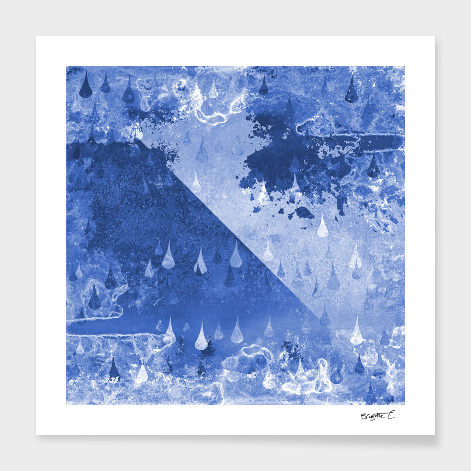Abstract Blue RainDrops Design