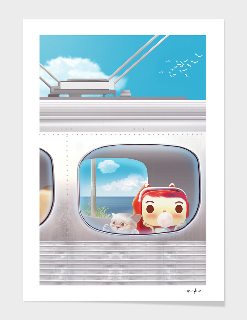 Girl Looking Out Train Window» Art Print by Z-KO | Curioos