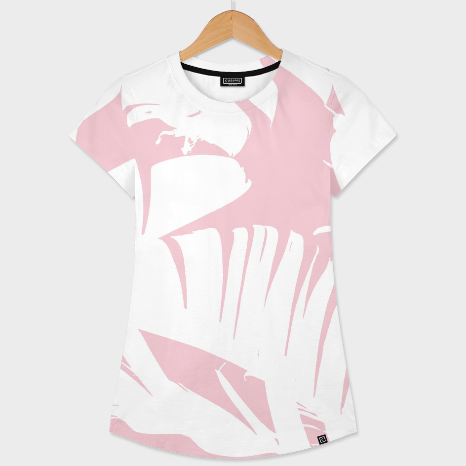 White on Pink Tropical Banana Leaves Pattern