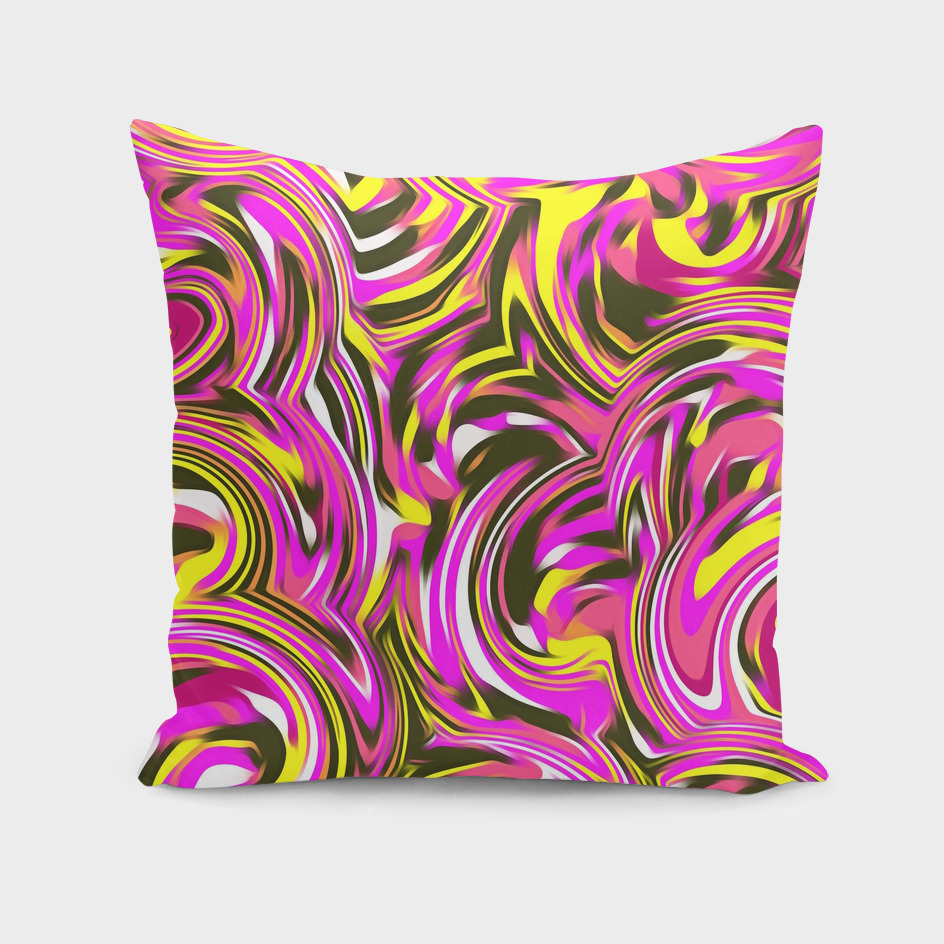 spiral line drawing abstract pattern in pink yellow black