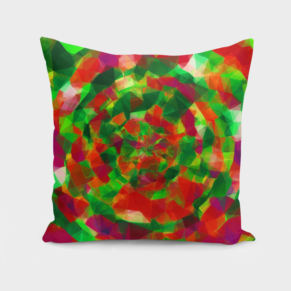 psychedelic geometric polygon pattern in red green pink