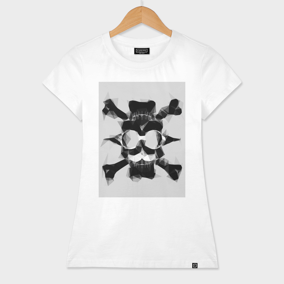 psychedelic skull art geometric pattern in black and white
