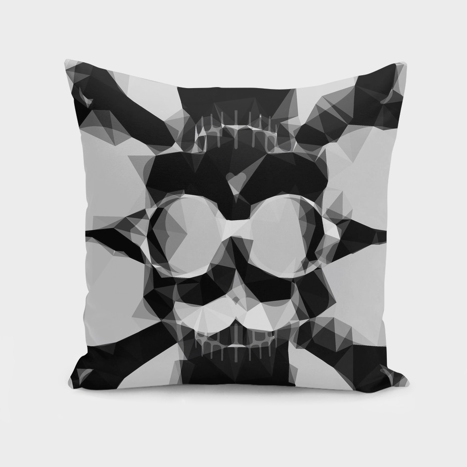 psychedelic skull art geometric pattern in black and white