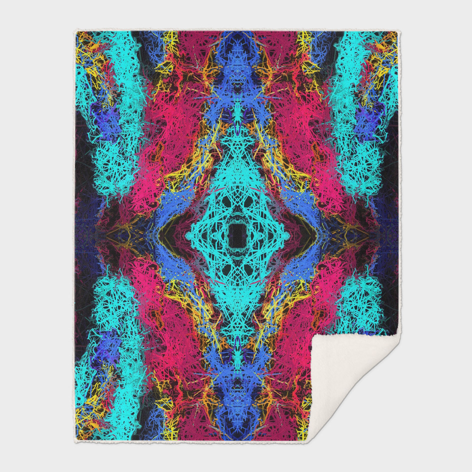 psychedelic graffiti geometric drawing abstract in blue pink