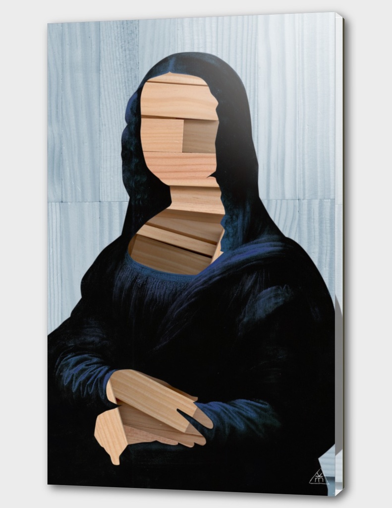 Mona Lisa - blue shinning WoodCutCollage