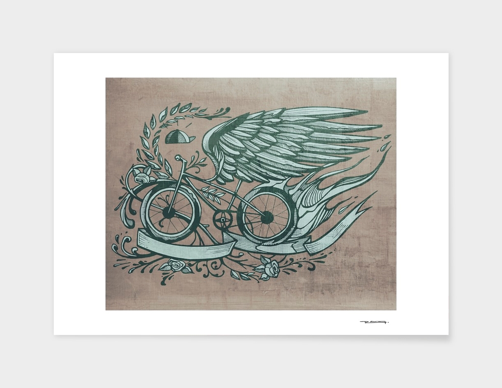Flying bike illustration