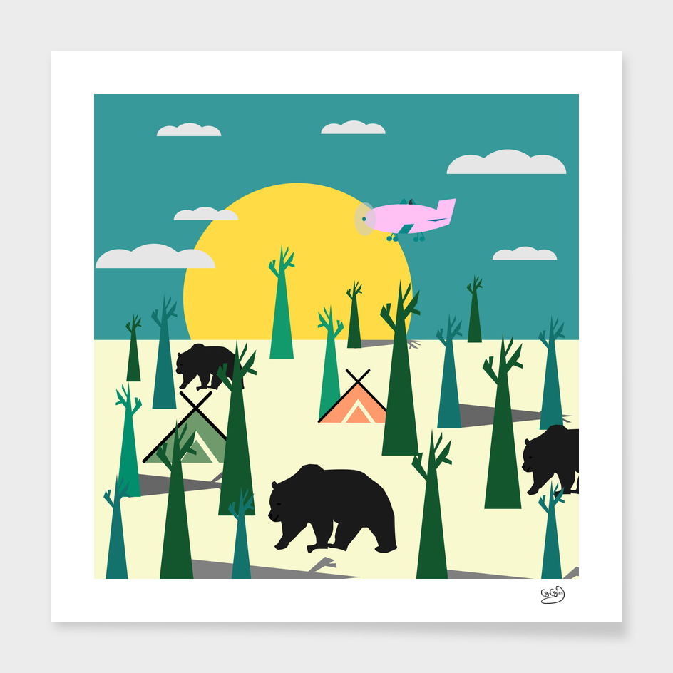 Bears in the forest