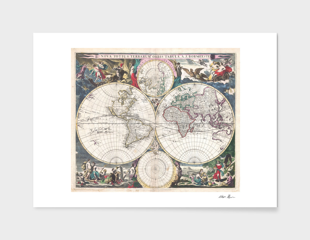 Vintage Map of The World (1685)