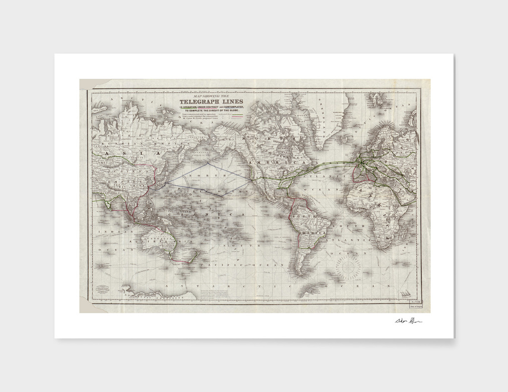 Vintage Map of The World (1855)
