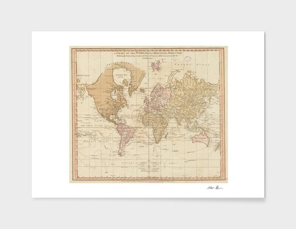 Vintage Map of The World (1775)