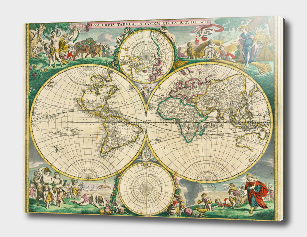Vintage Map of The World (1670)