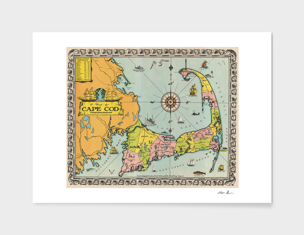 Vintage Map of Cape Cod