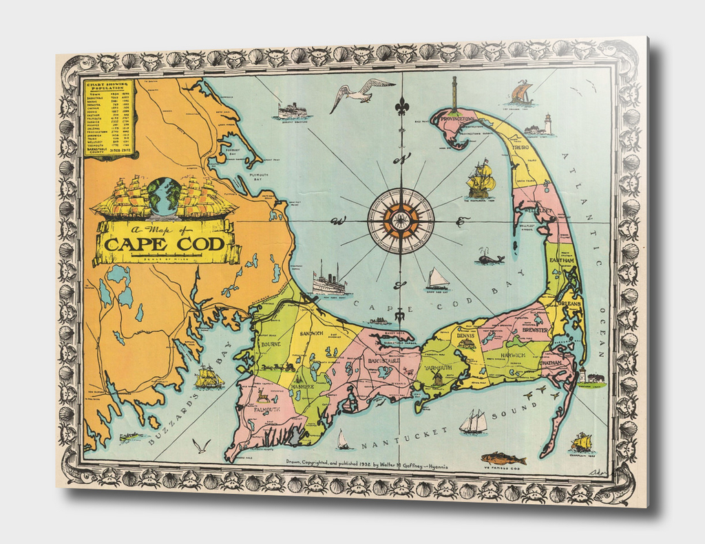 Vintage Map of Cape Cod