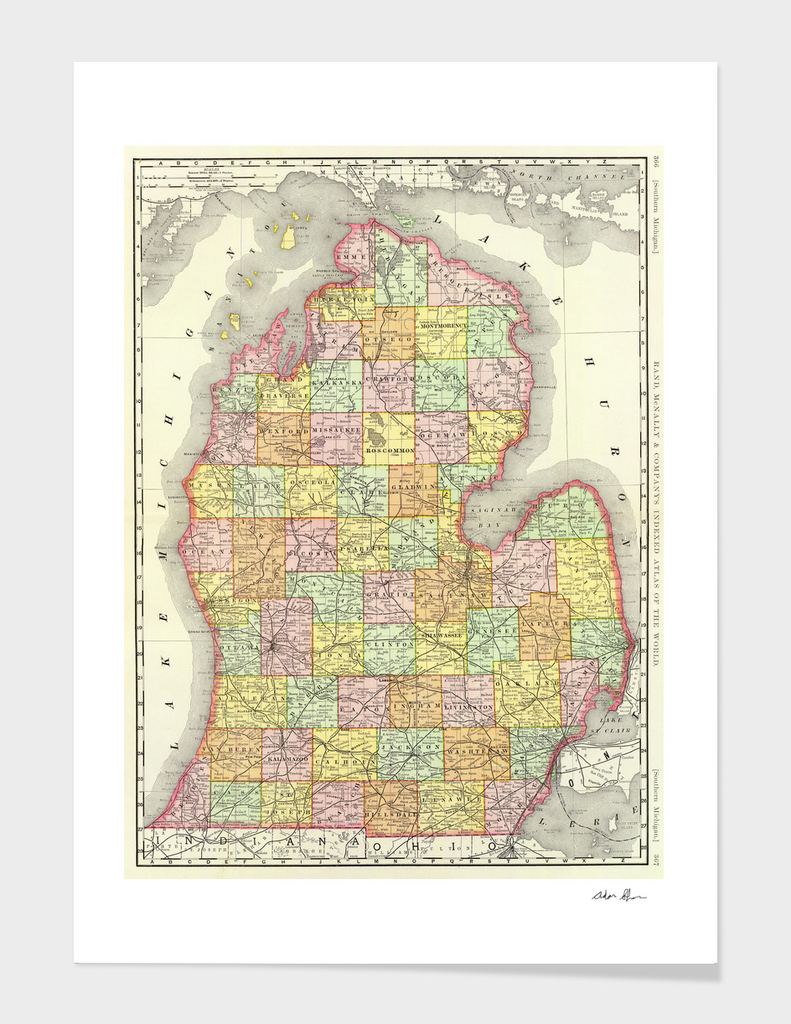 Vintage Map of Michigan (1897)