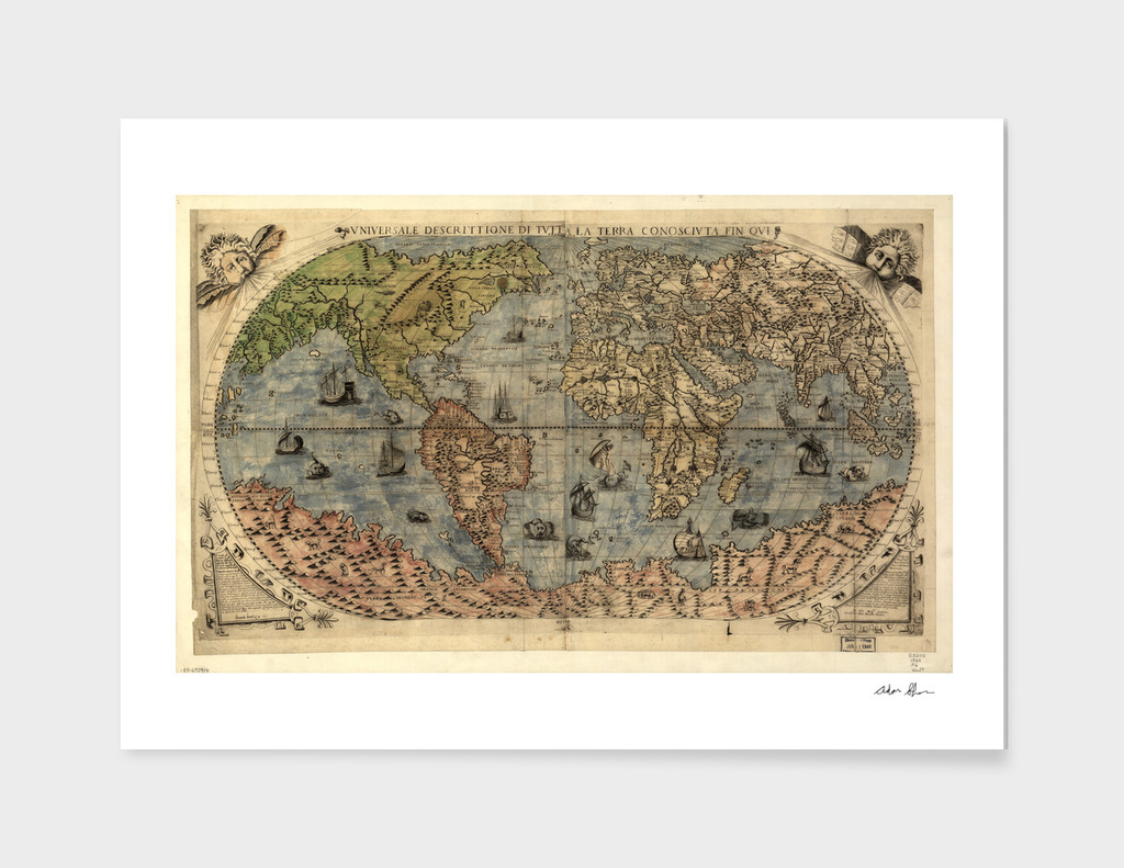 Vintage Map of The World (1565)