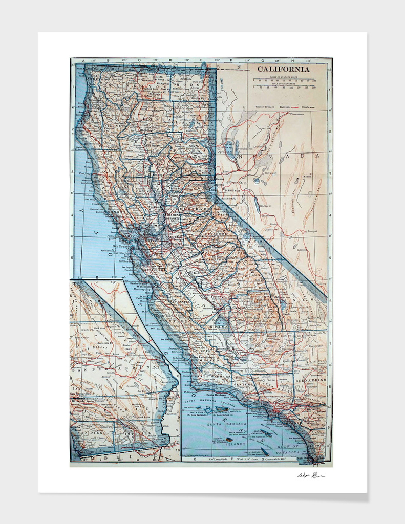 Vintage Map of California (1921)