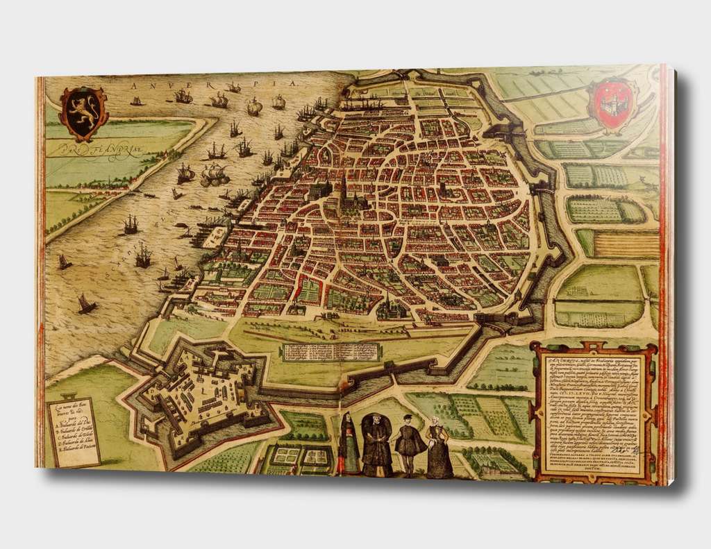 Vintage Map of Antwerp Belgium (1572)