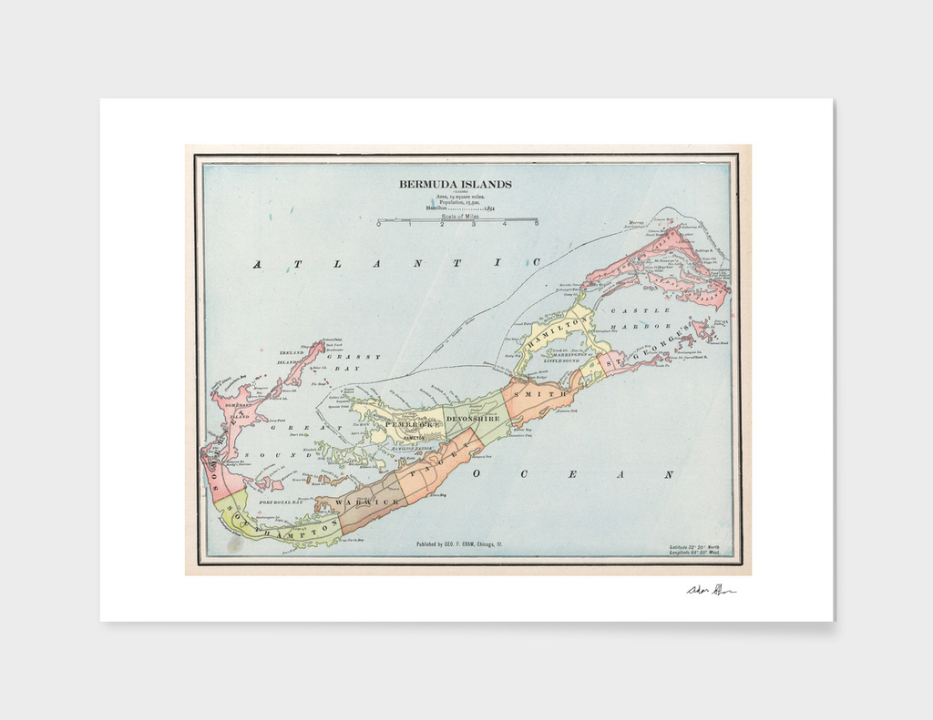 Vintage Map of Bermuda (1901)