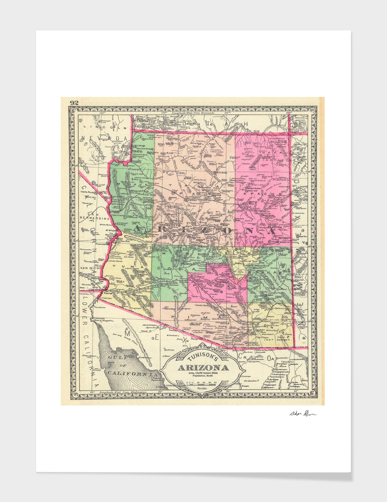 Vintage Map of Arizona (1881)