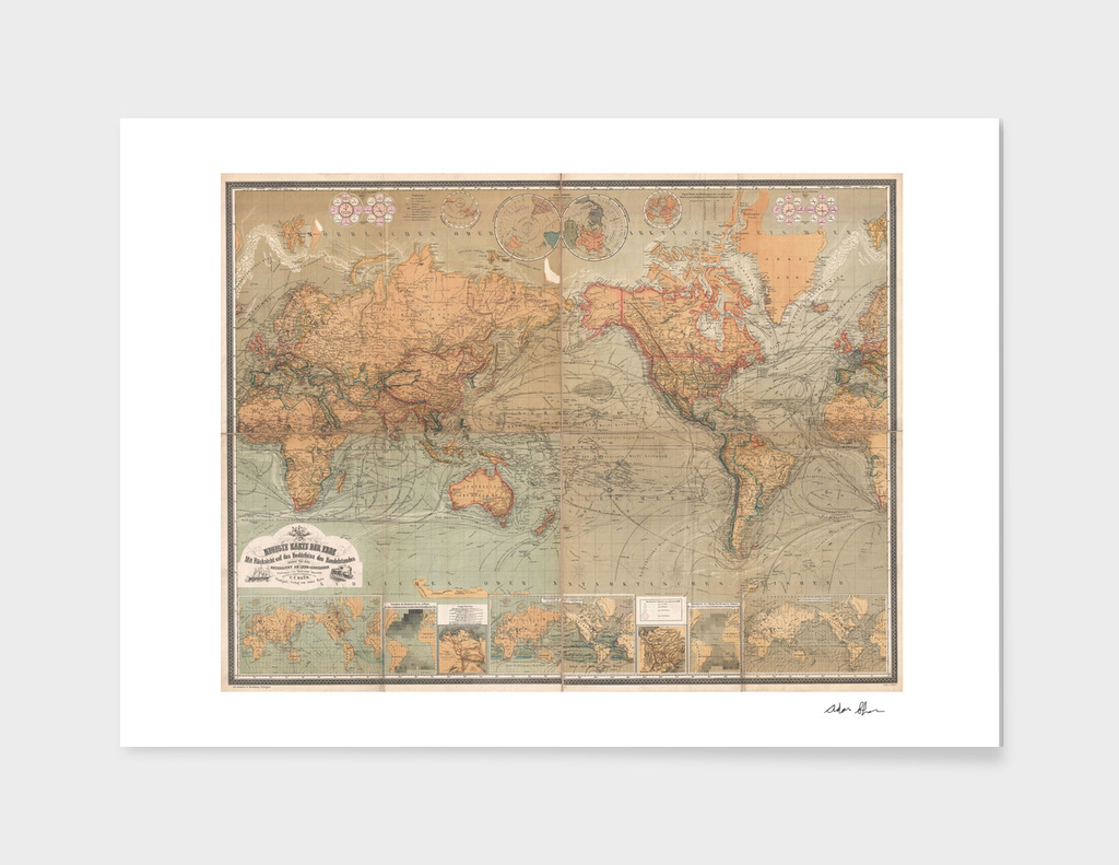 Vintage Map of The World (1870)