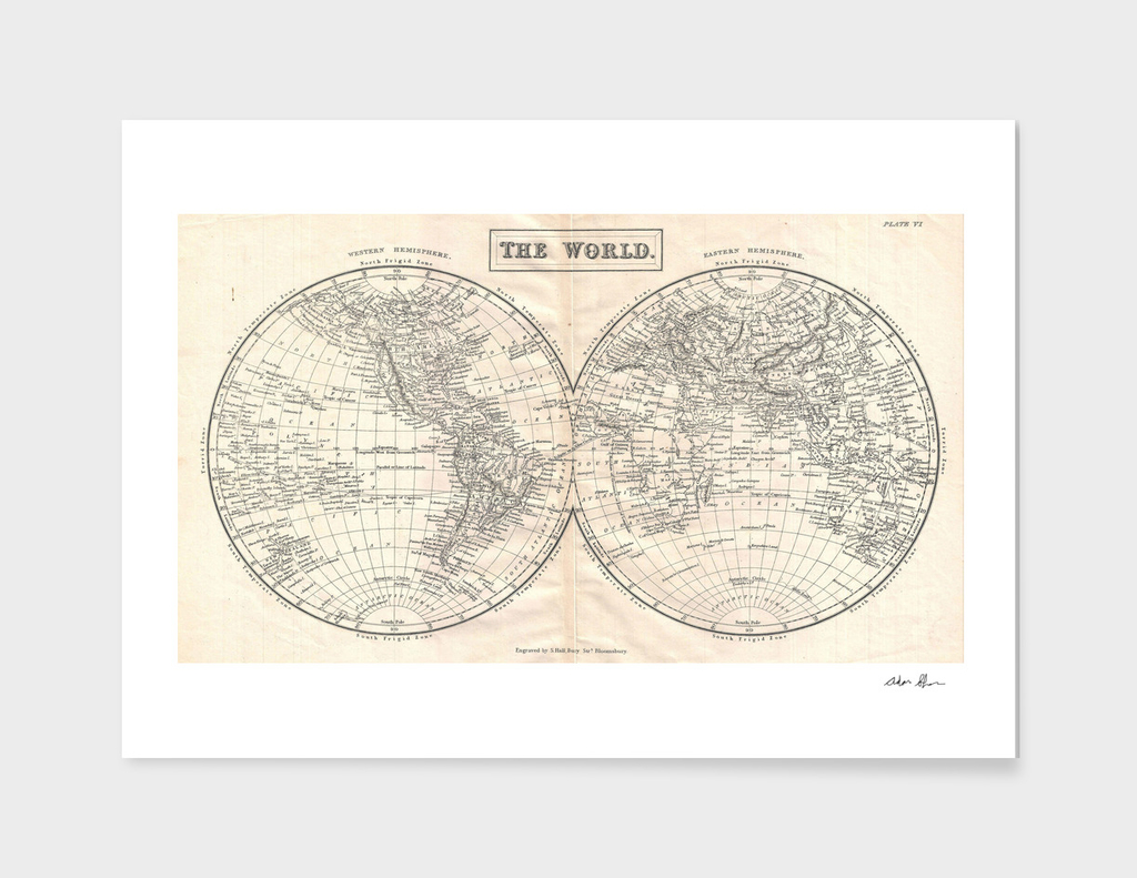 Vintage Map of The World (1860) 2