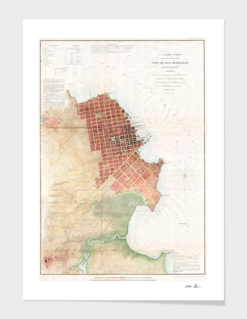 Vintage Map of San Francisco CA (1853)