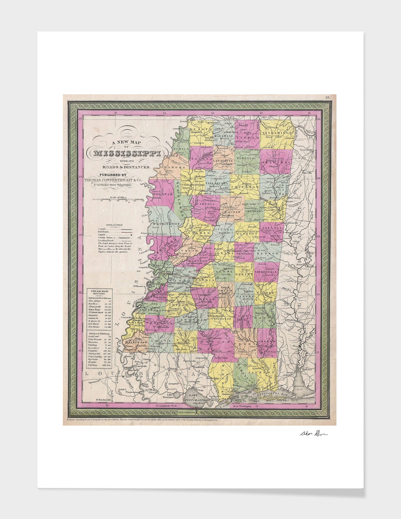 Vintage Map of Mississippi (1853)