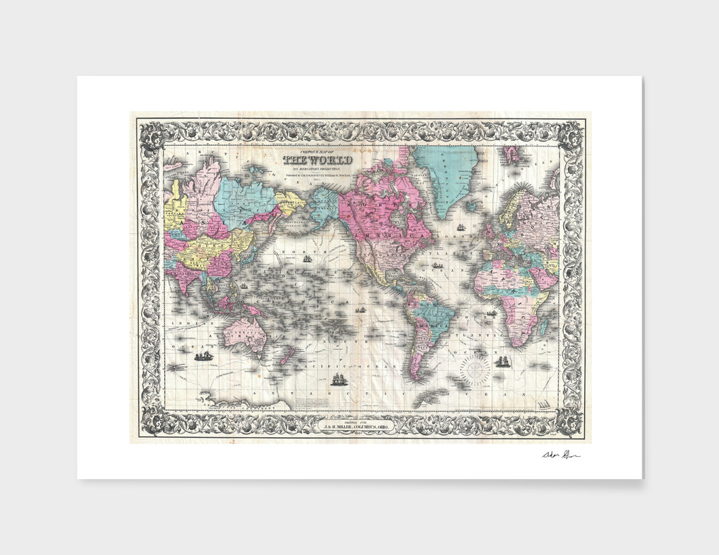 Vintage Map of The World (1852)
