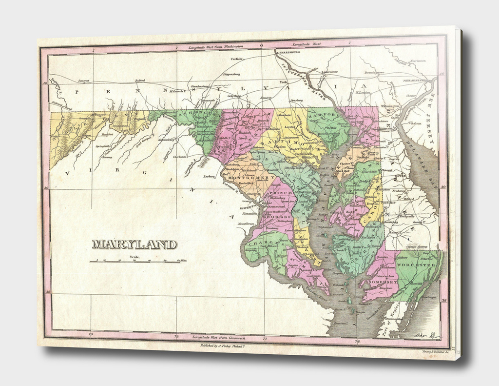 Vintage Map of Maryland (1827)
