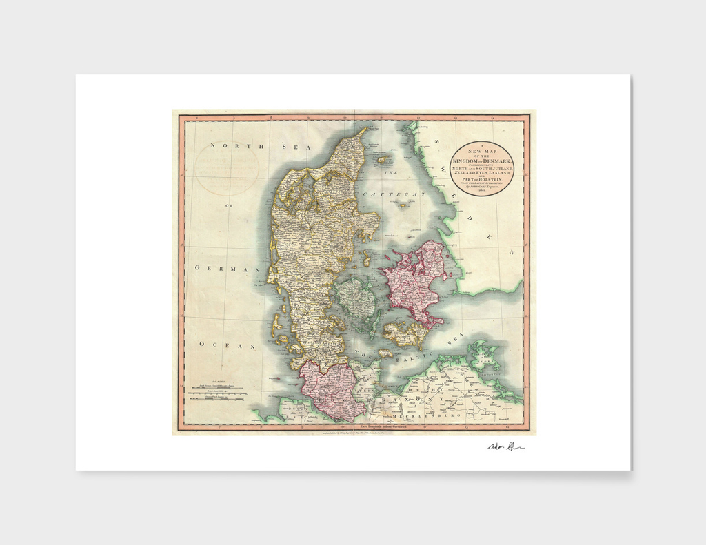Vintage Map of Denmark (1801)