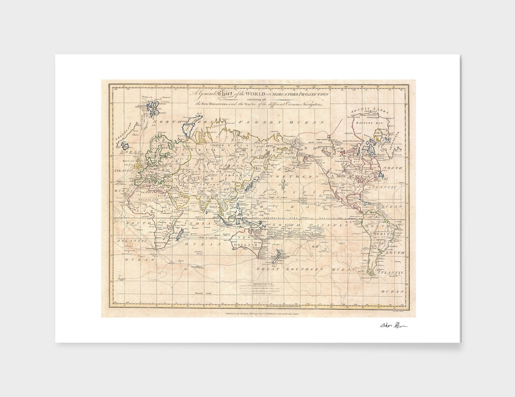 Vintage Map of The World (1799) 2