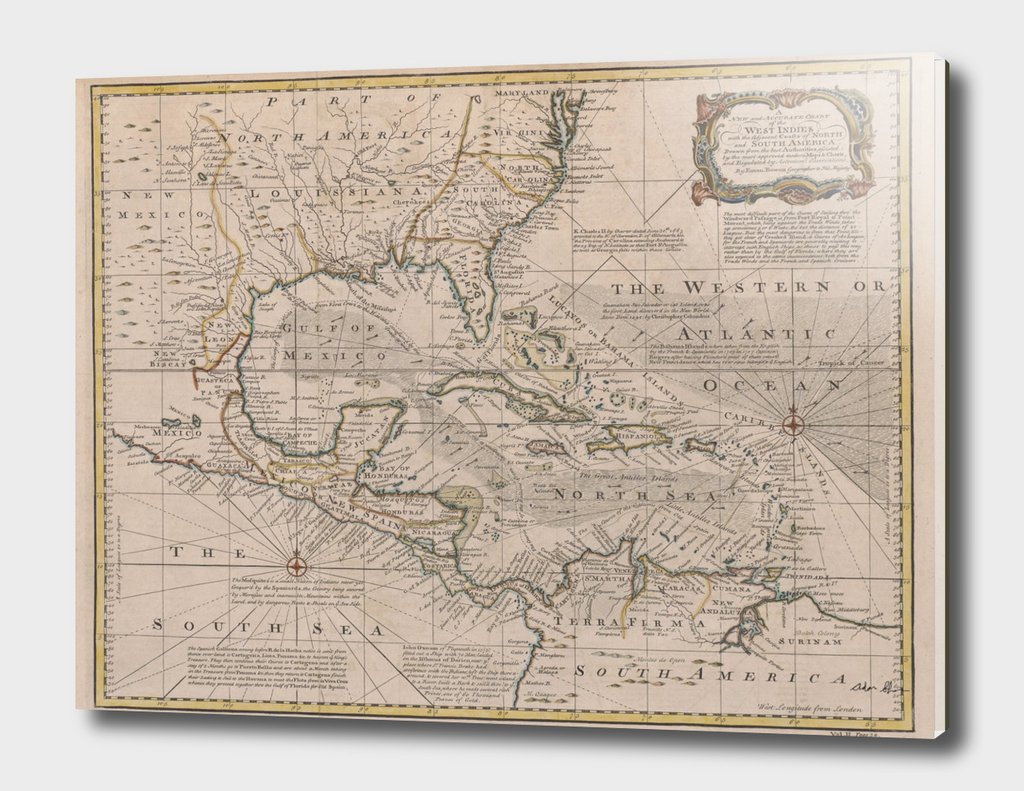 Vintage Map of The Caribbean (1720)