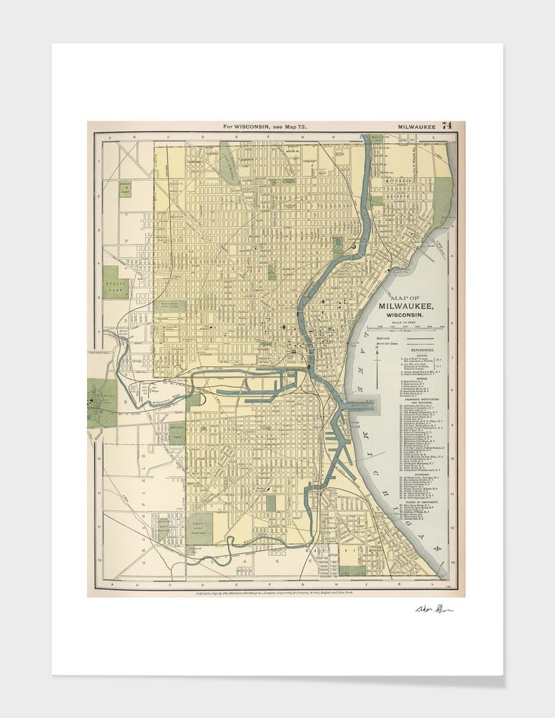 Vintage Map of Milwaukee Wisconsin (1891)